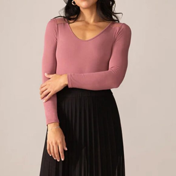 Rachel - Longsleeve Bodysuit with Sheer Back in Rosewood - XS - Picture 5 of 5